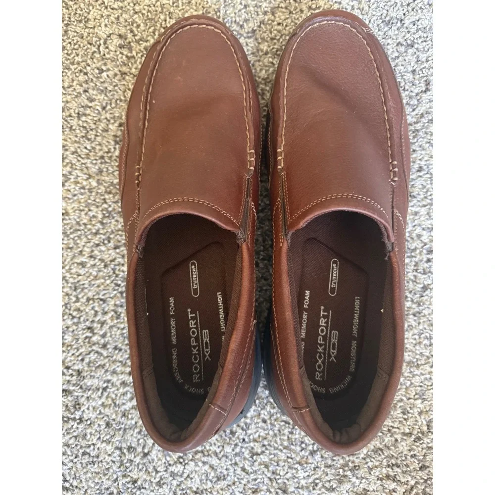 Rockport XCS Slip On Loafers Mens 13 W Brown Excellent Leather TruTech H79442